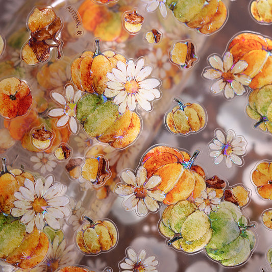 Die-Cut Vintage Pumpkin Floral PET Tape