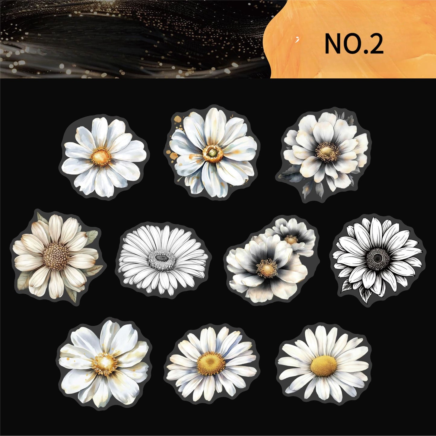 White Floral Stickers