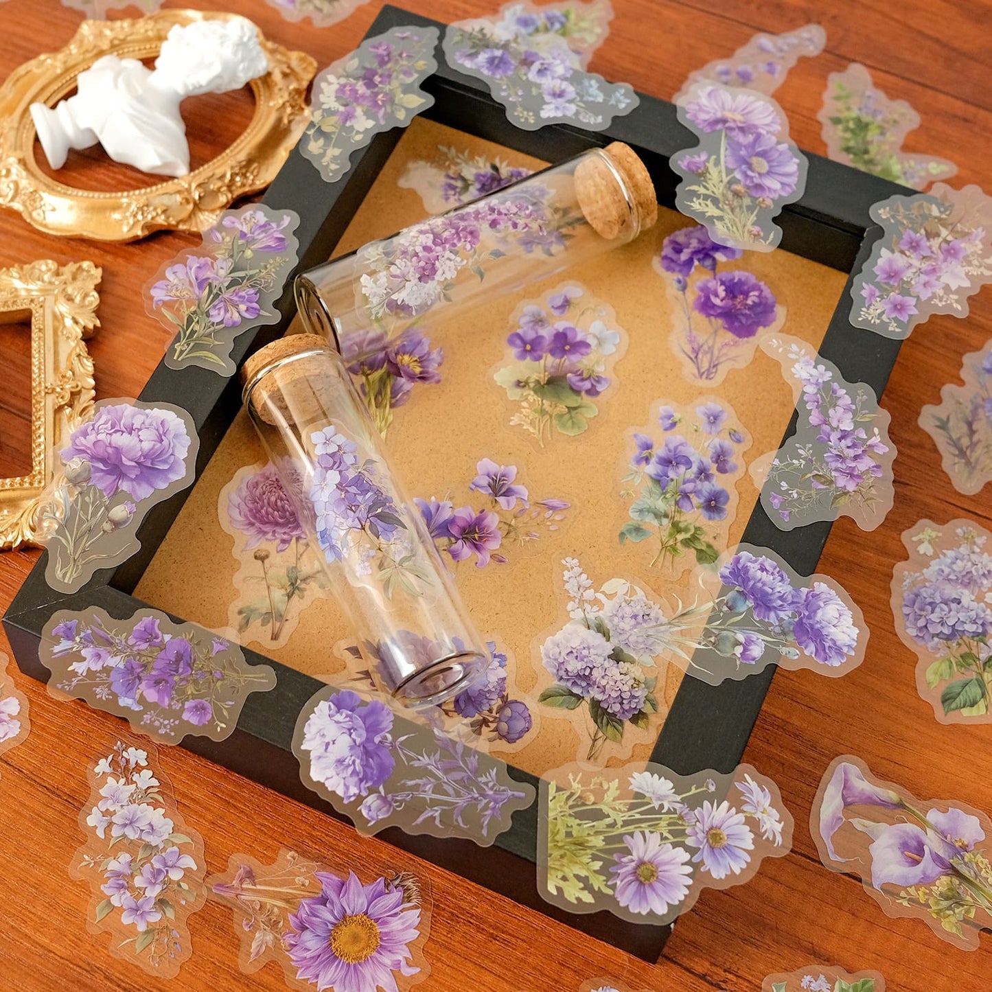 50PCS Purple Flower Stickers Pack