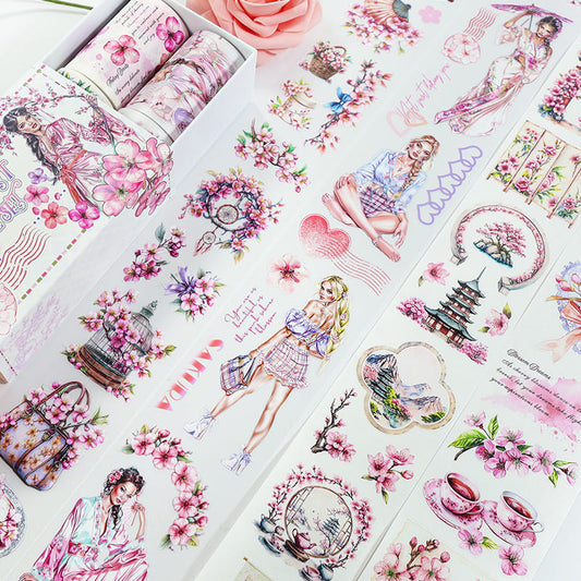 4PCS Cherry Blossom Series PET/Washi Tape