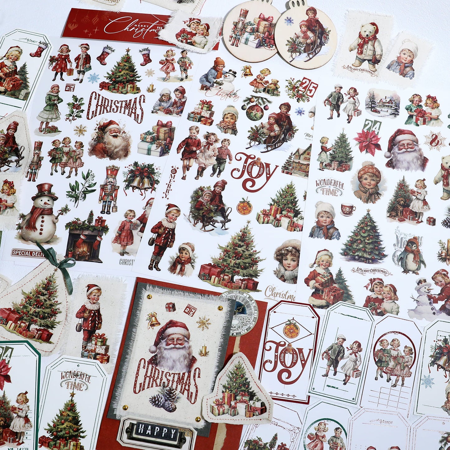 3PCS Vintage Christmas Transfer Stickers