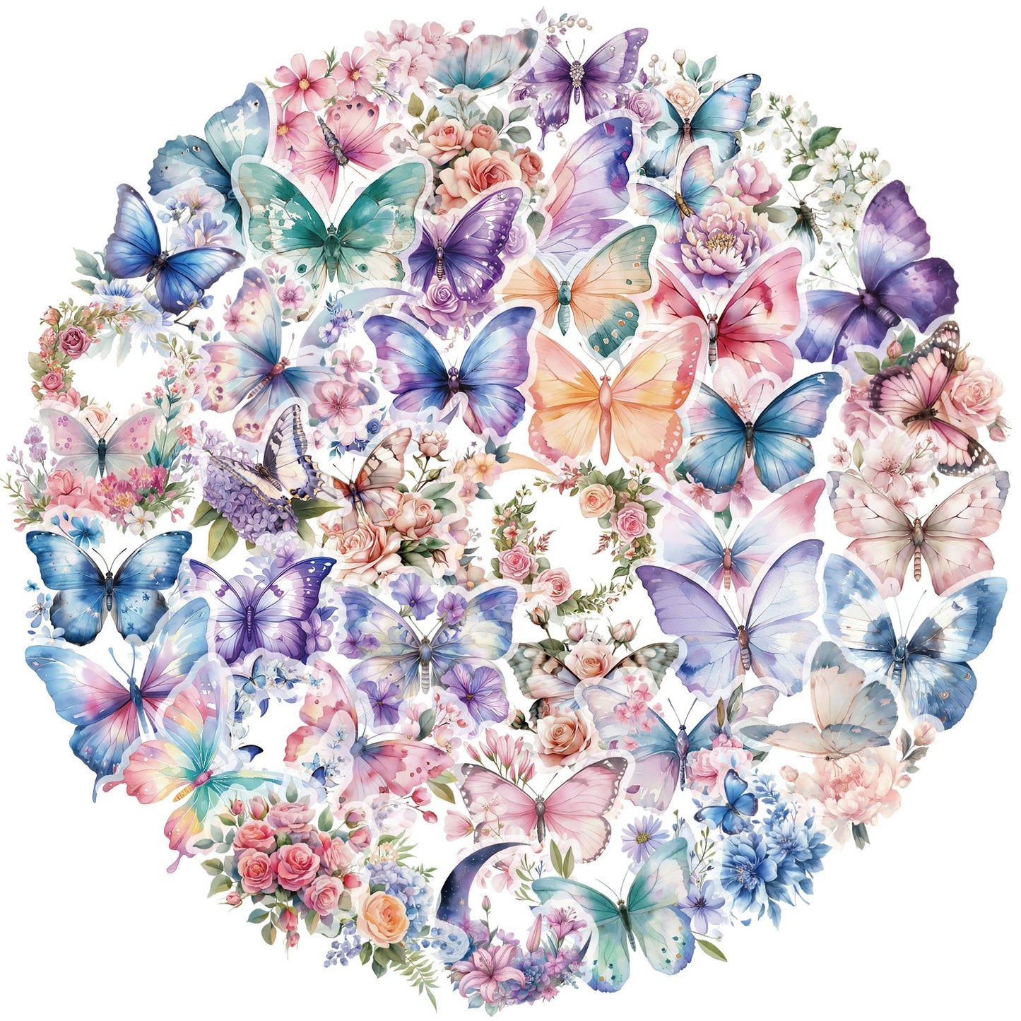 50PCS Colorful Butterflies Stickers