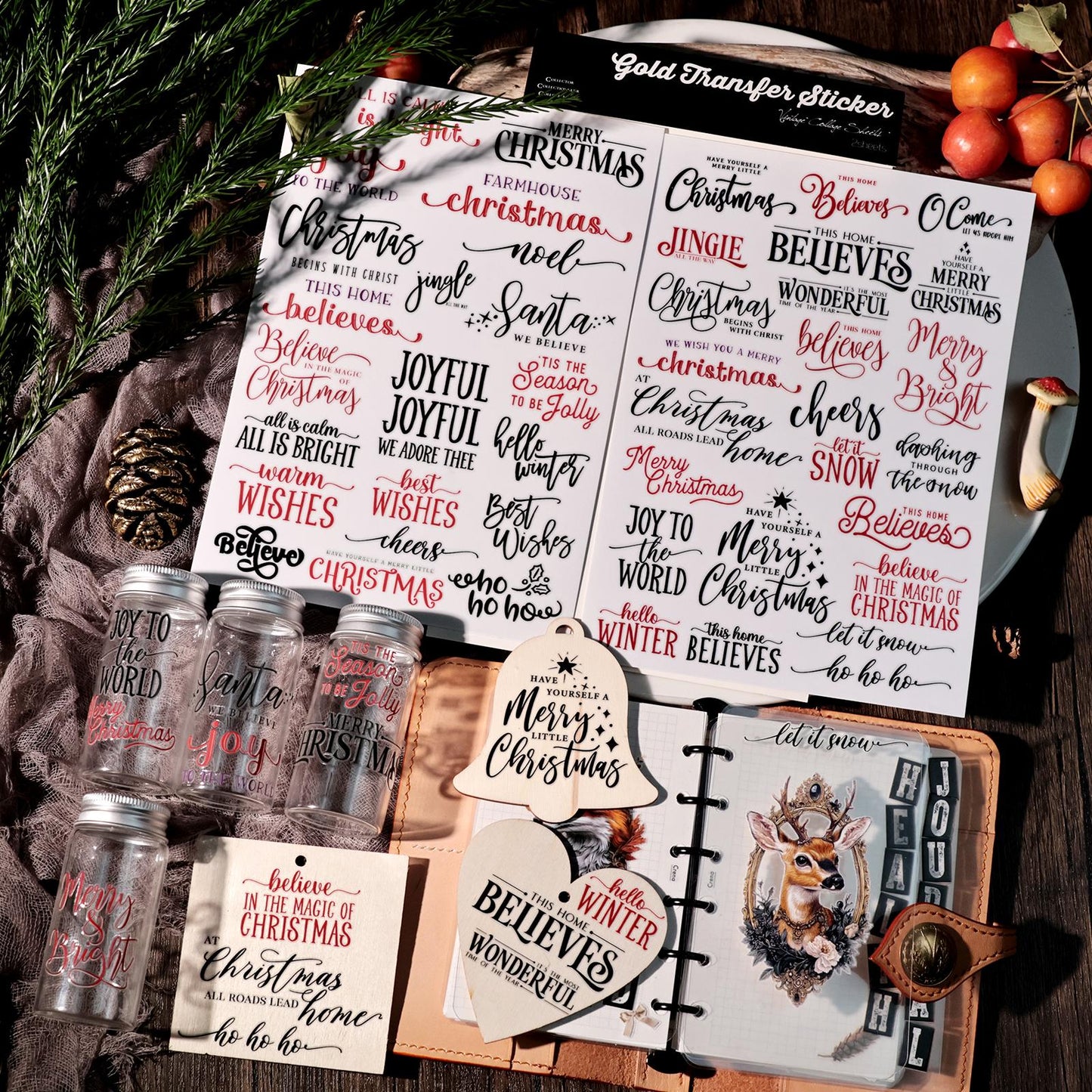 2PCS Christmas Phrase Transfer Stickers