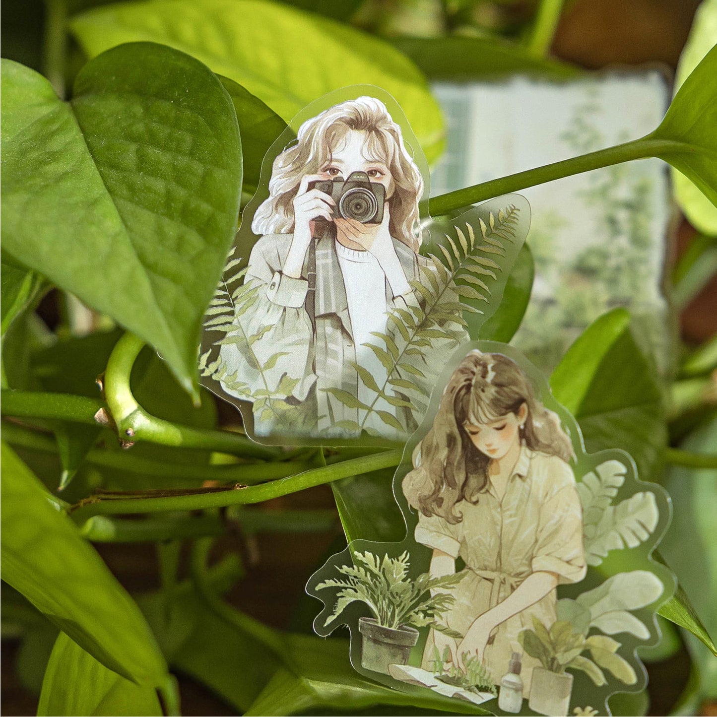 Plant And Girl Theme Stickers