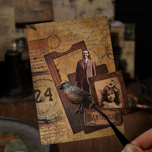 55PCS Vintage Hard Card Material Pack