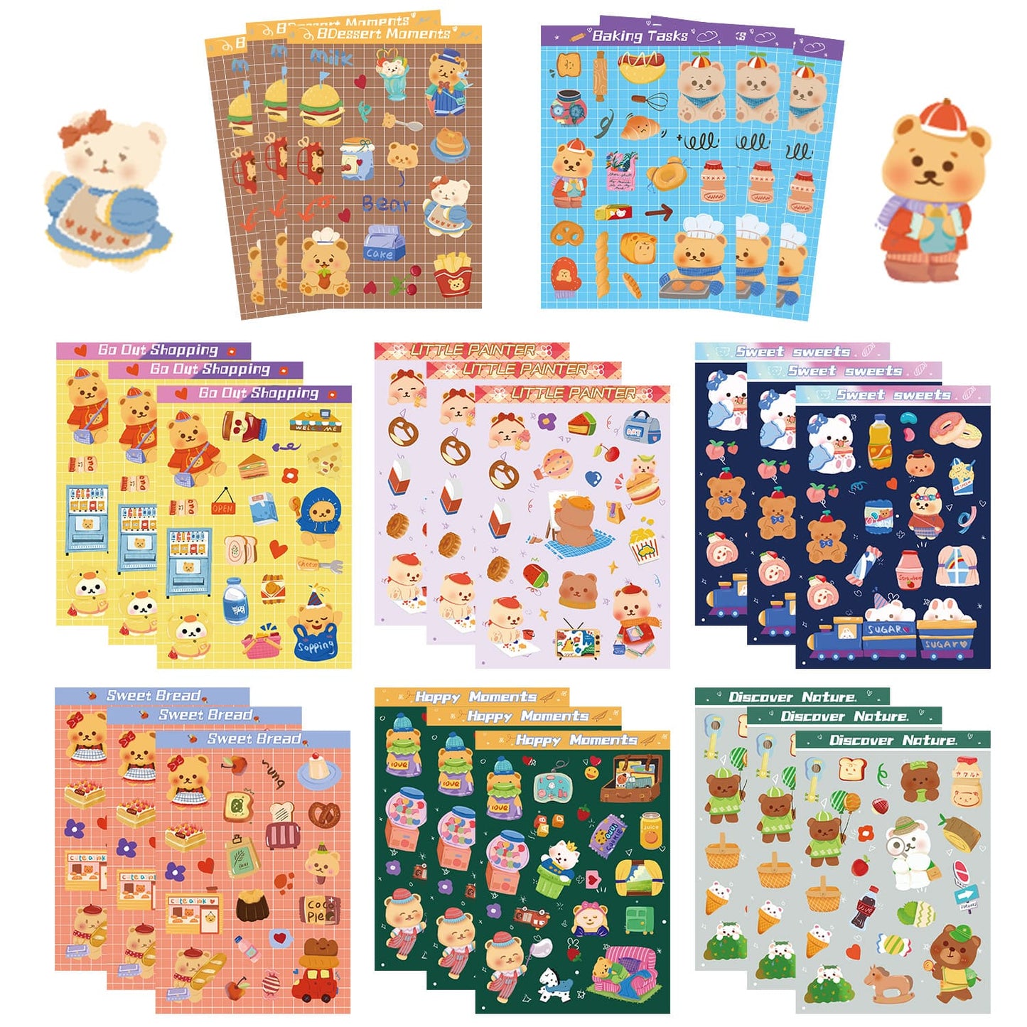 8PCS Bear Life Sticker Pack