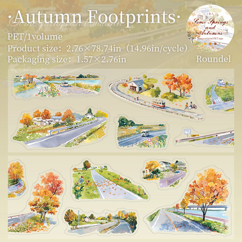 Autumn Trace PET tape – cozy fall landscape journaling tape