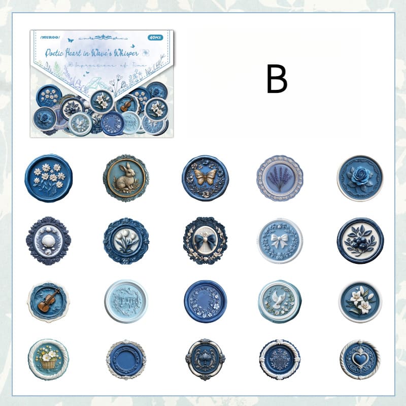 40PCS Wax Seal Series Stickers