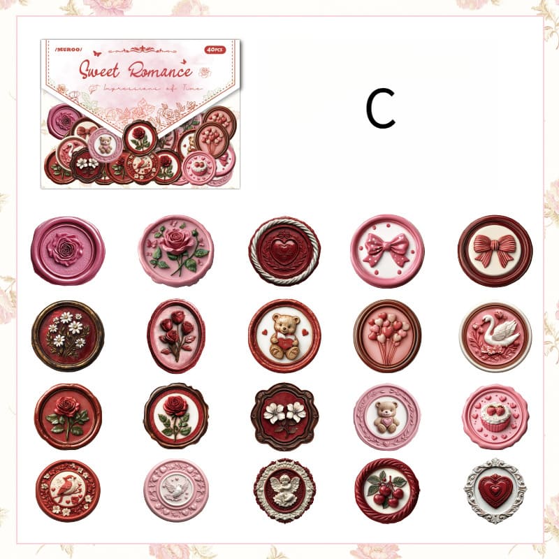 40PCS Wax Seal Series Stickers