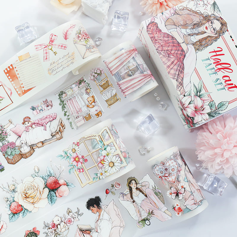 4PCS Warm Home Series PET/Washi Tape Set