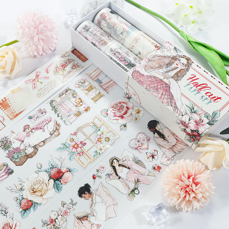 4PCS Warm Home Series PET/Washi Tape Set