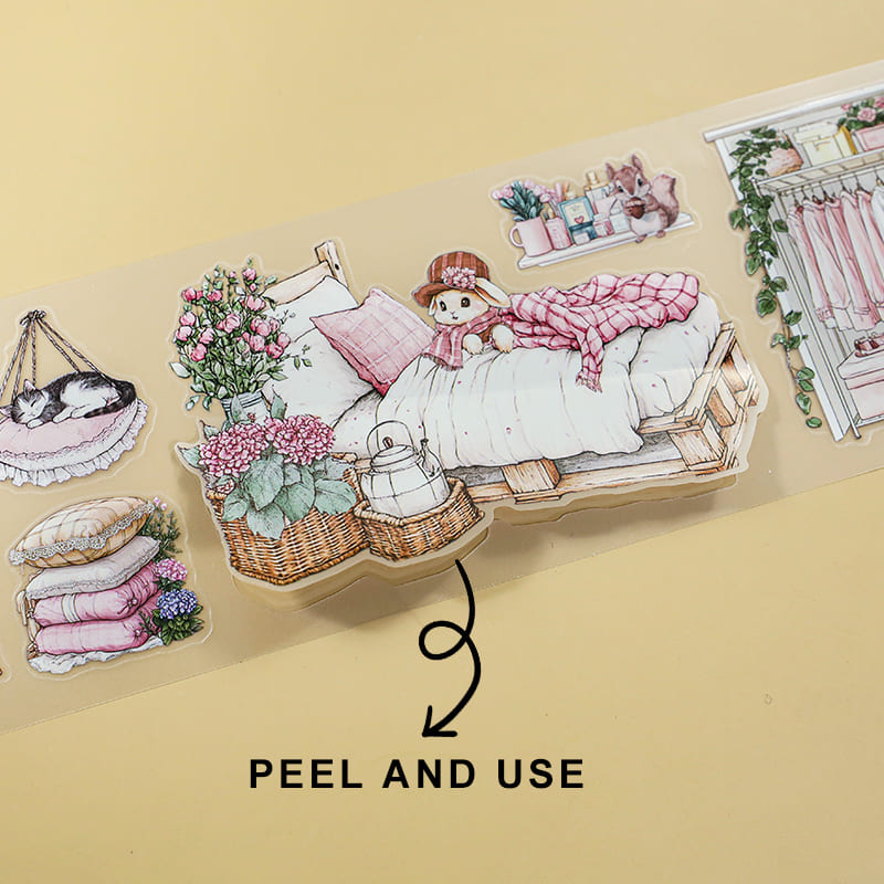 4PCS Warm Home Series PET/Washi Tape Set