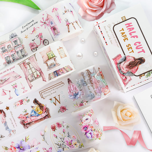 4PCS Pink Moments Series PET/Washi Tape Set