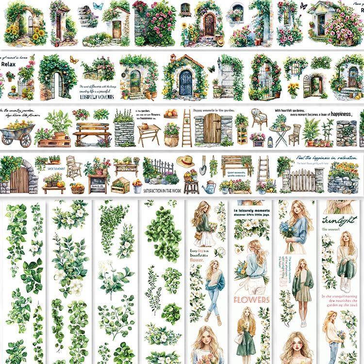 4PCS Floral Cottage Series PET/Washi Tape Set