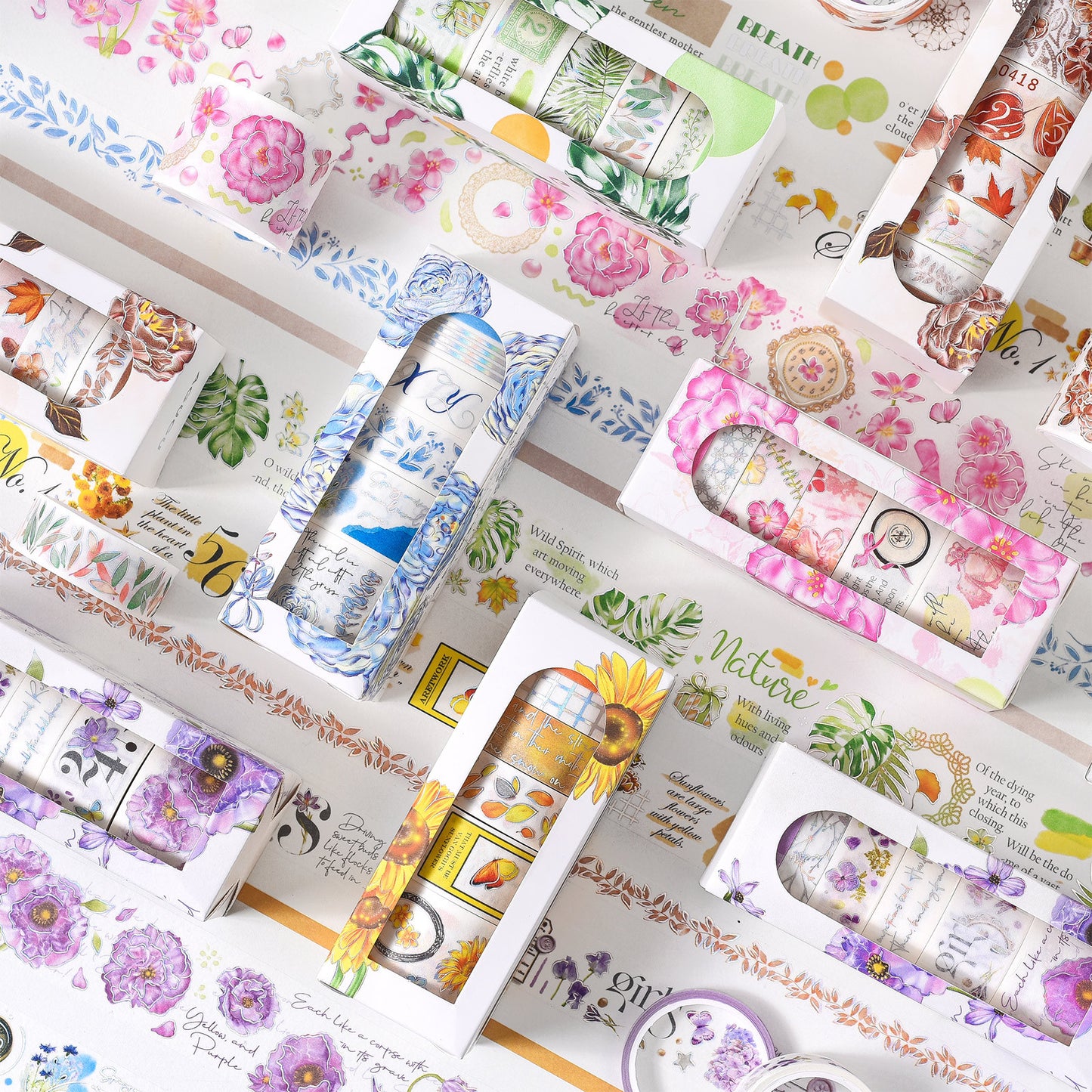 7PCS Flowers Series Washi Paper Tape