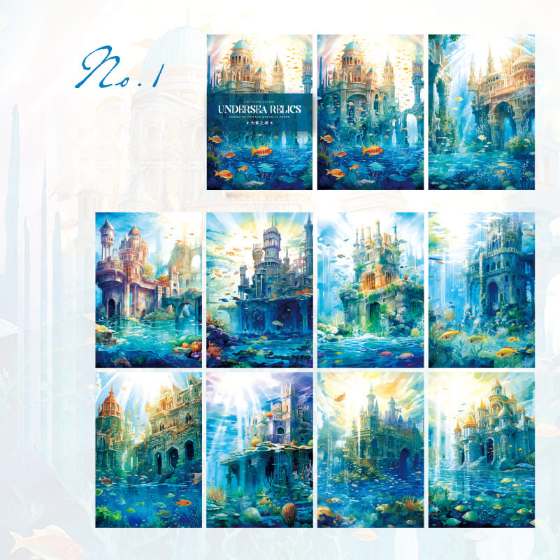 Underwater Ruins-themed scrapbook paper