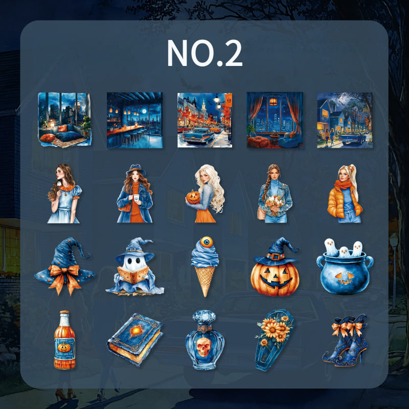 Blue Halloween Night Sticker Pack