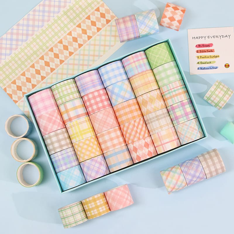 60PCS Plaid Pattern Washi Tape Set