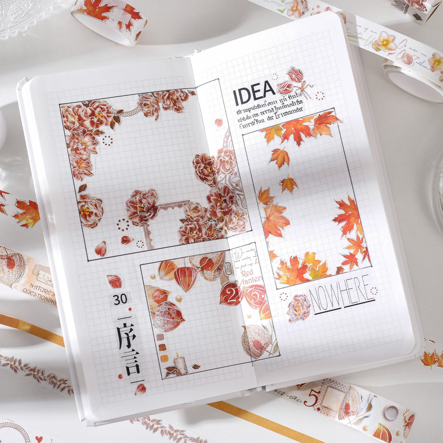 7PCS Flowers Series Washi Paper Tape