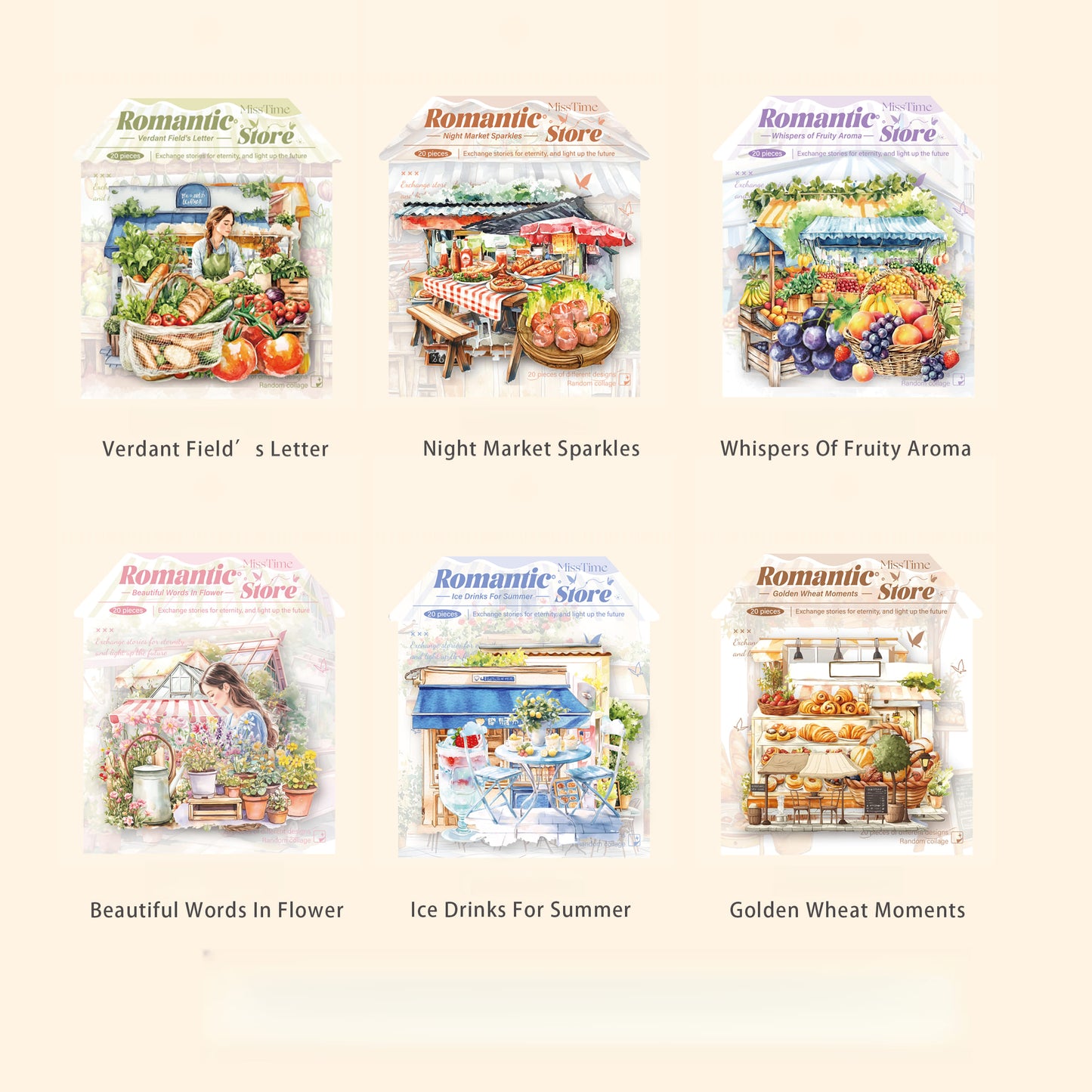 20PCS Romantic Shop Series Stickers