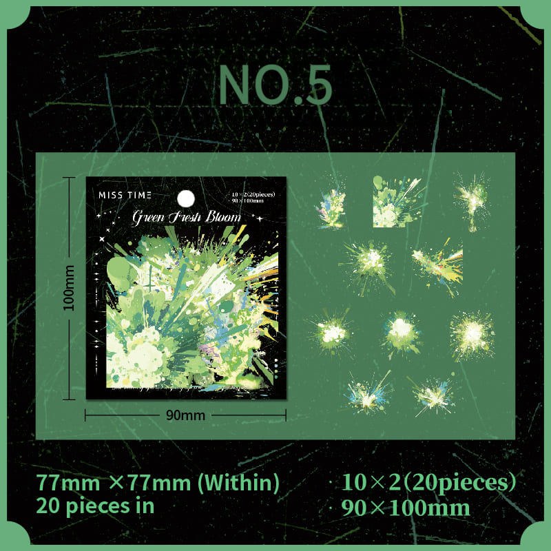 Green fireworks PET sticker