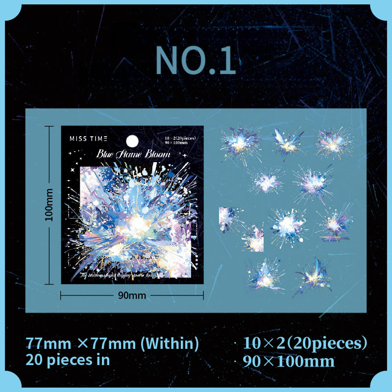 Blue fireworks PET sticker