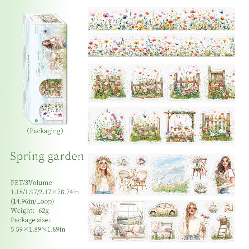 3PCS Floral Theme PET Tape