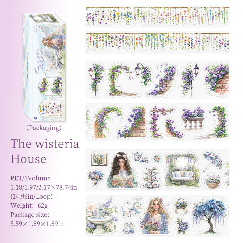 3PCS Floral Theme PET Tape