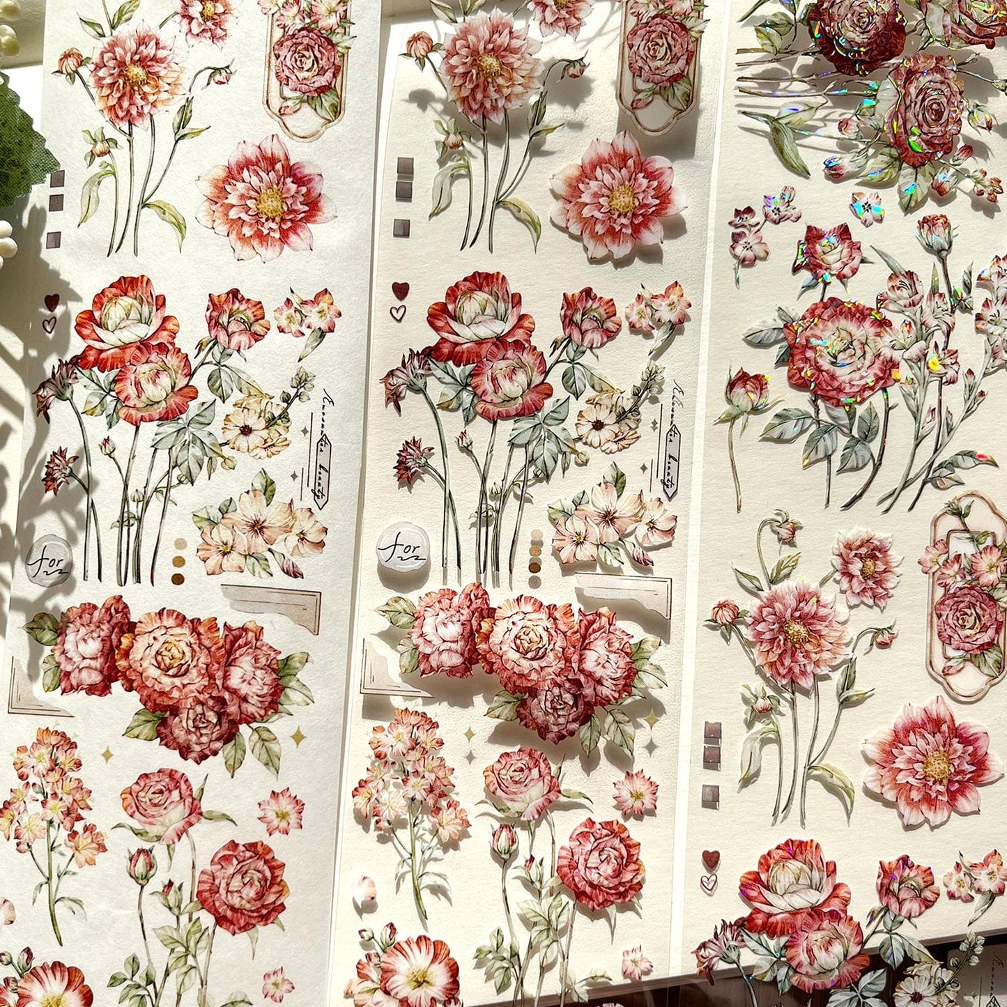 6cm*5m Die-Cut Red Flower Tape