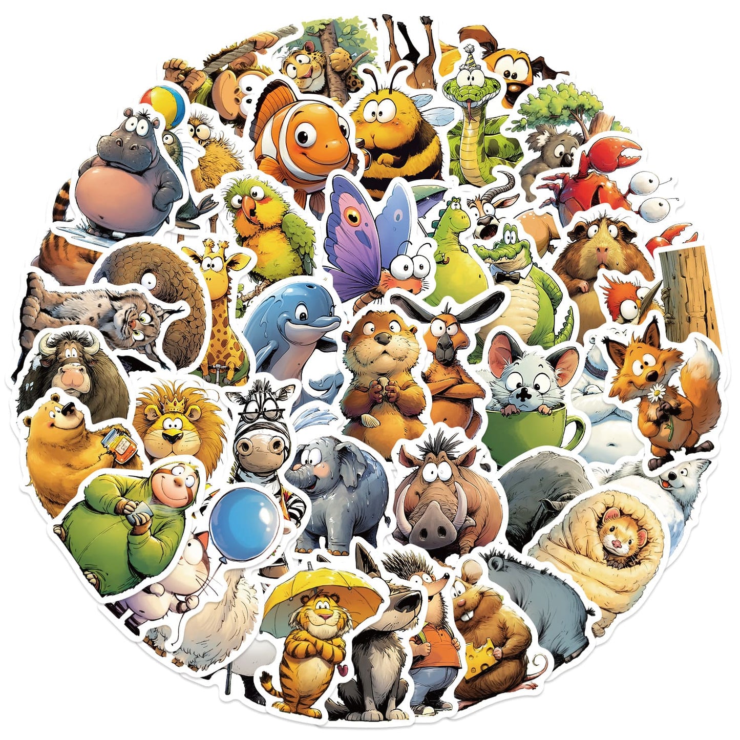 50PCS Cartoon Animal Sticker Pack