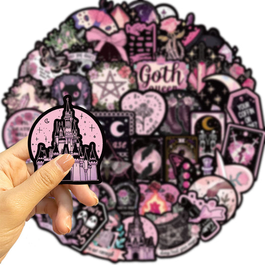 50PCS Black & Pink Gothic Sticker Pack