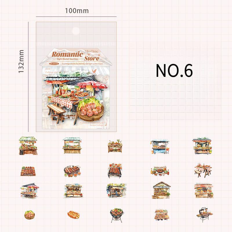 20PCS Romantic Shop Series Stickers