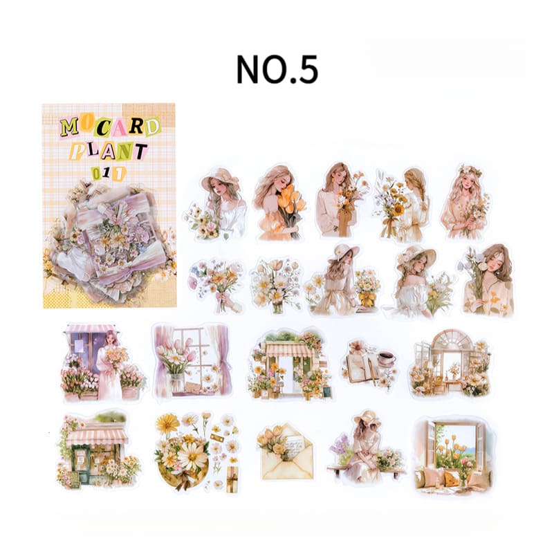 Plant And Girl Theme Stickers
