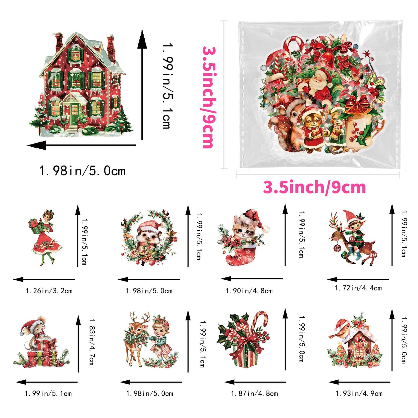 50PCS Christmas Stickers Pack