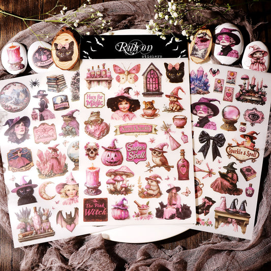 3PCS Pink Halloween Transfer Stickers
