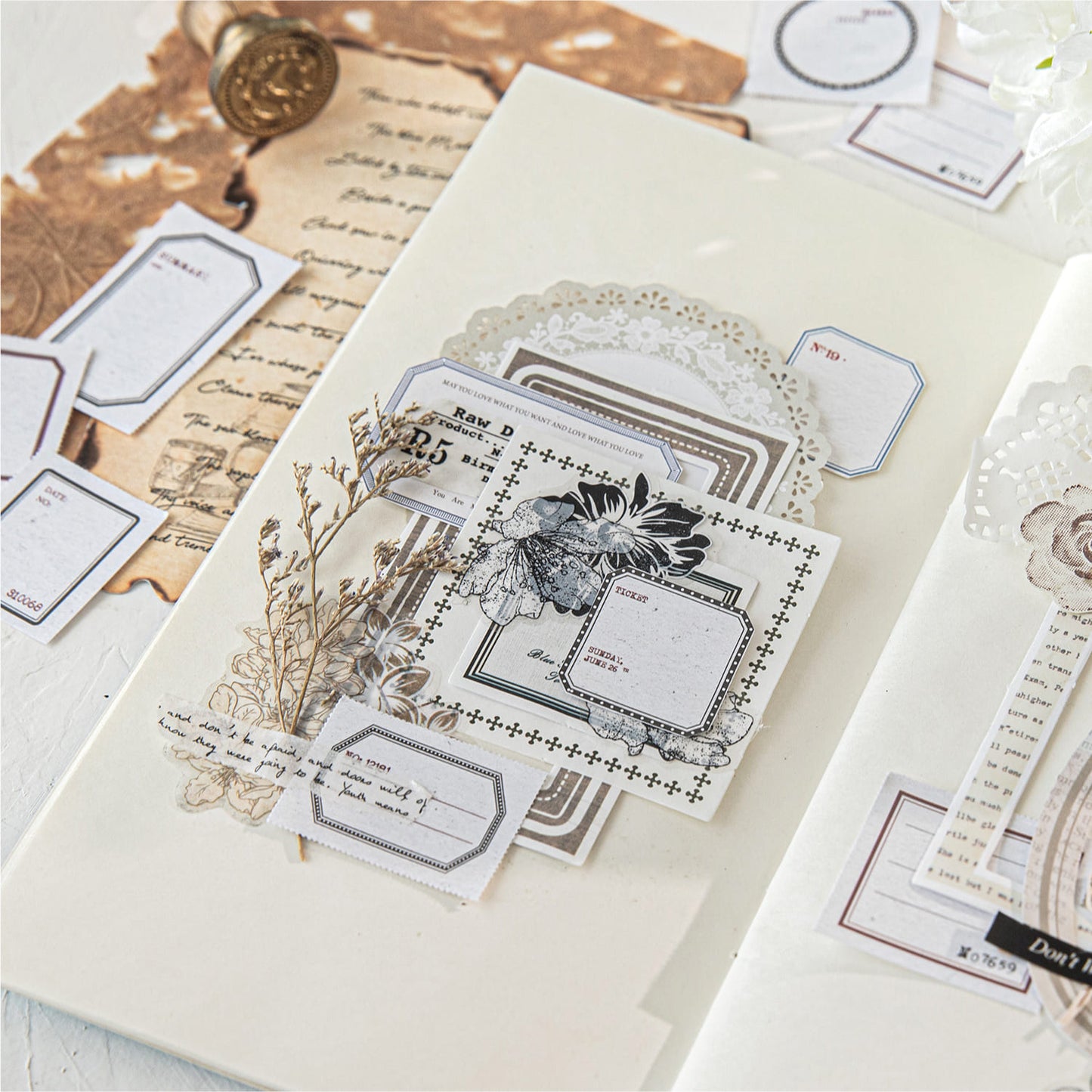 30PCS Vintage Peelable Label Book