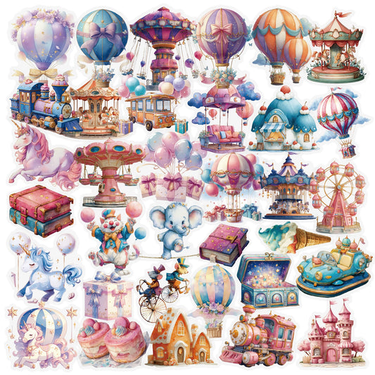 Amusement park stickers pack – 56PCS decorative journaling set