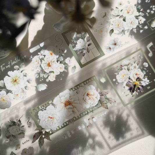 Die-Cut Fresh White Floral Tape