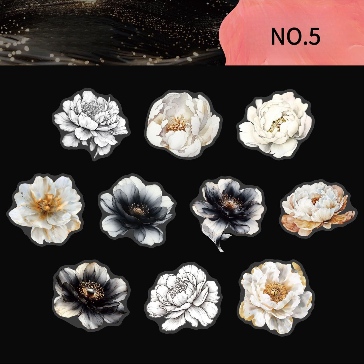 White Floral Stickers