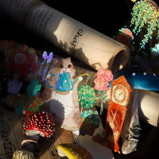 6cm*100cm Cats Among Flowers PET Tape