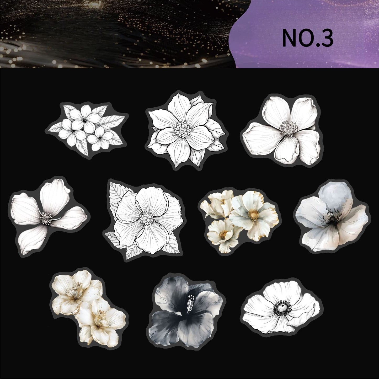 White Floral Stickers