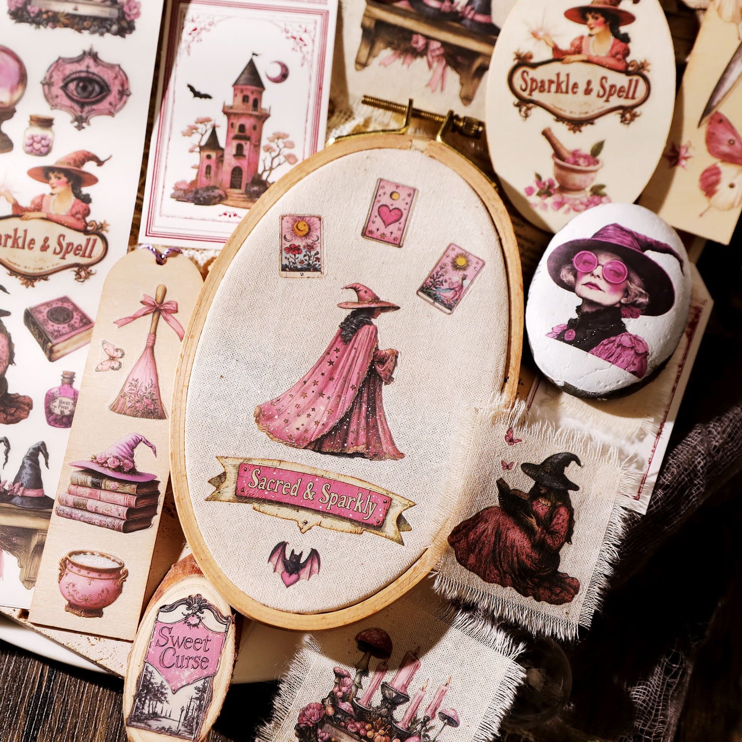 3PCS Pink Halloween Transfer Stickers