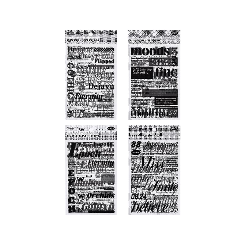 Black And White English Die-cut Stickers