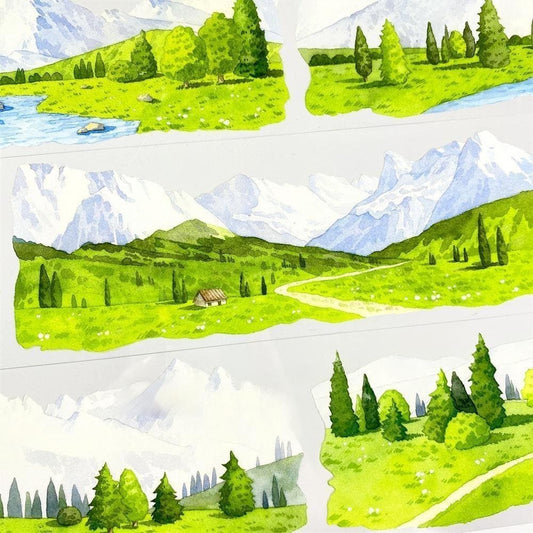 One Cycle Mountain Snowy Landscape PET Tape