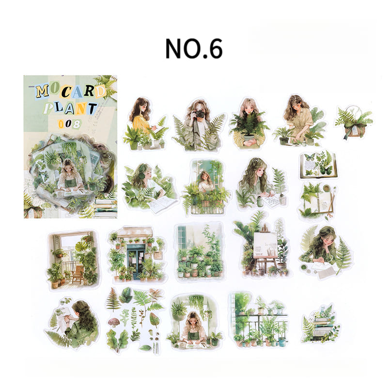 Plant And Girl Theme Stickers