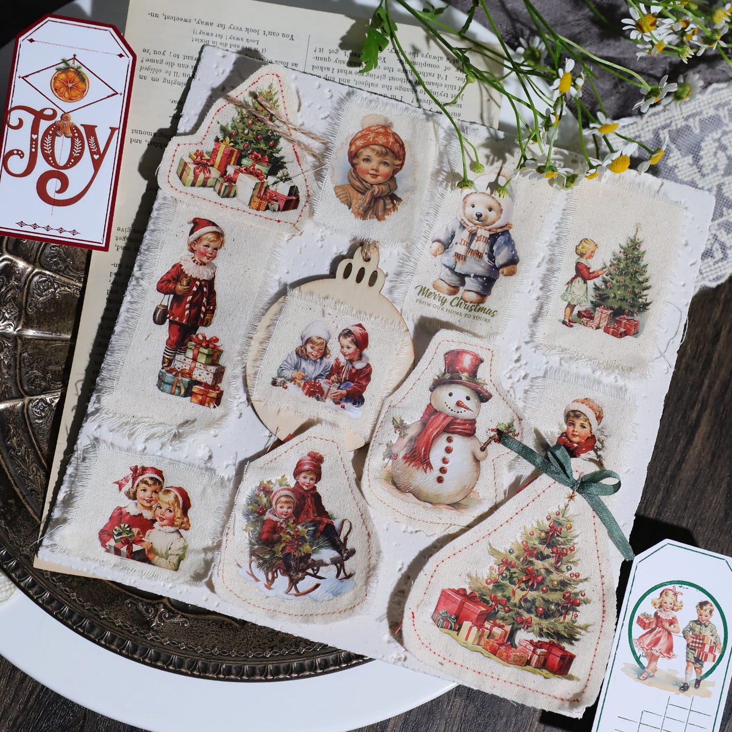 3PCS Vintage Christmas Transfer Stickers