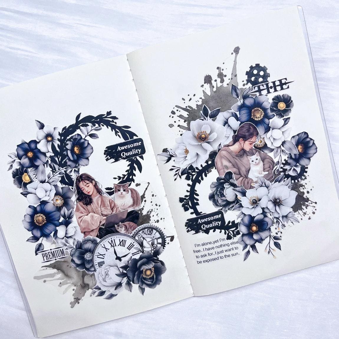 Black and White Flowers PET Tape