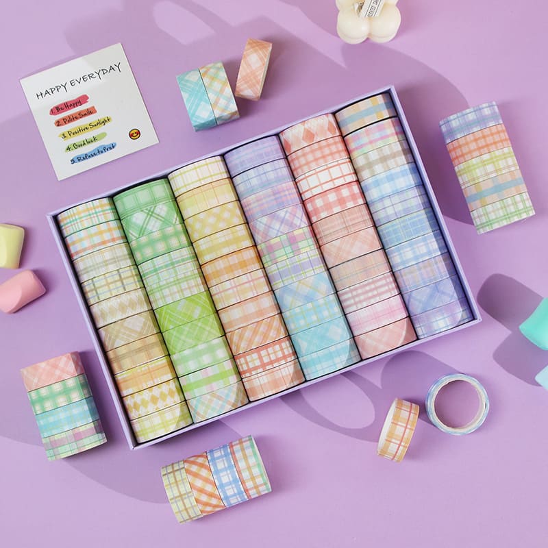 60PCS Plaid Pattern Washi Tape Set