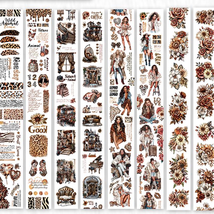 4PCS Leopard Print Series PET/Washi Tape