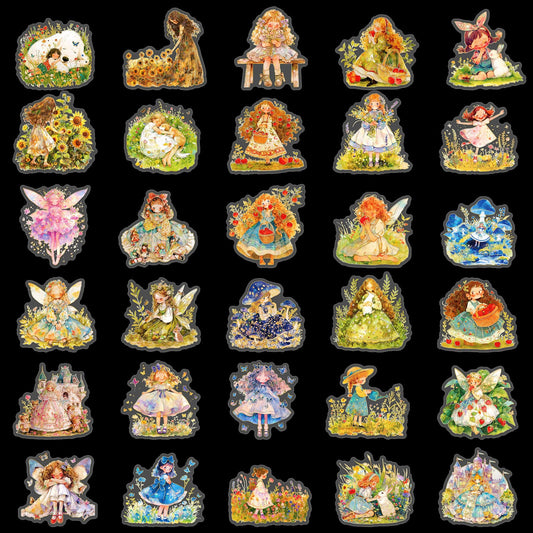 Holographic Gold Fairy Tale Princess Stickers Pack